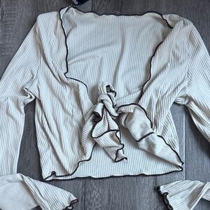 Cream Tie-Front Women Top